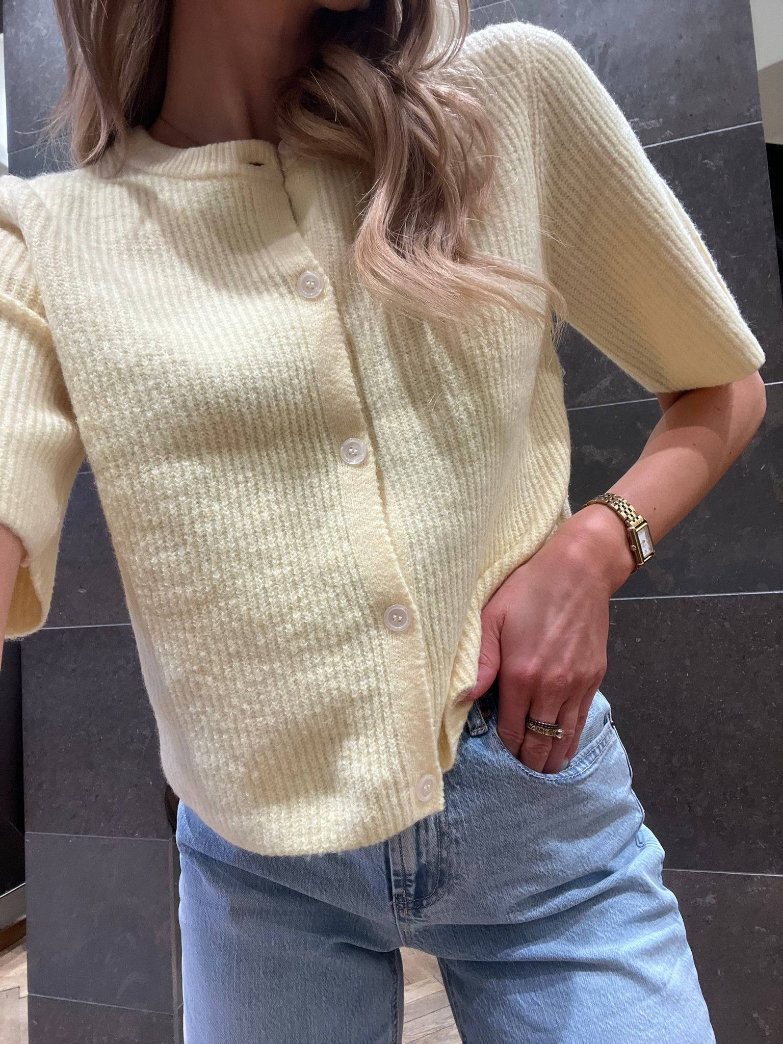PCSILLY Knit Cardigan - Pale Banana